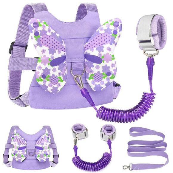 Toddler Harness Leash + Anti Lost Wrist Link Kids Butterfly Harnesses with Leash